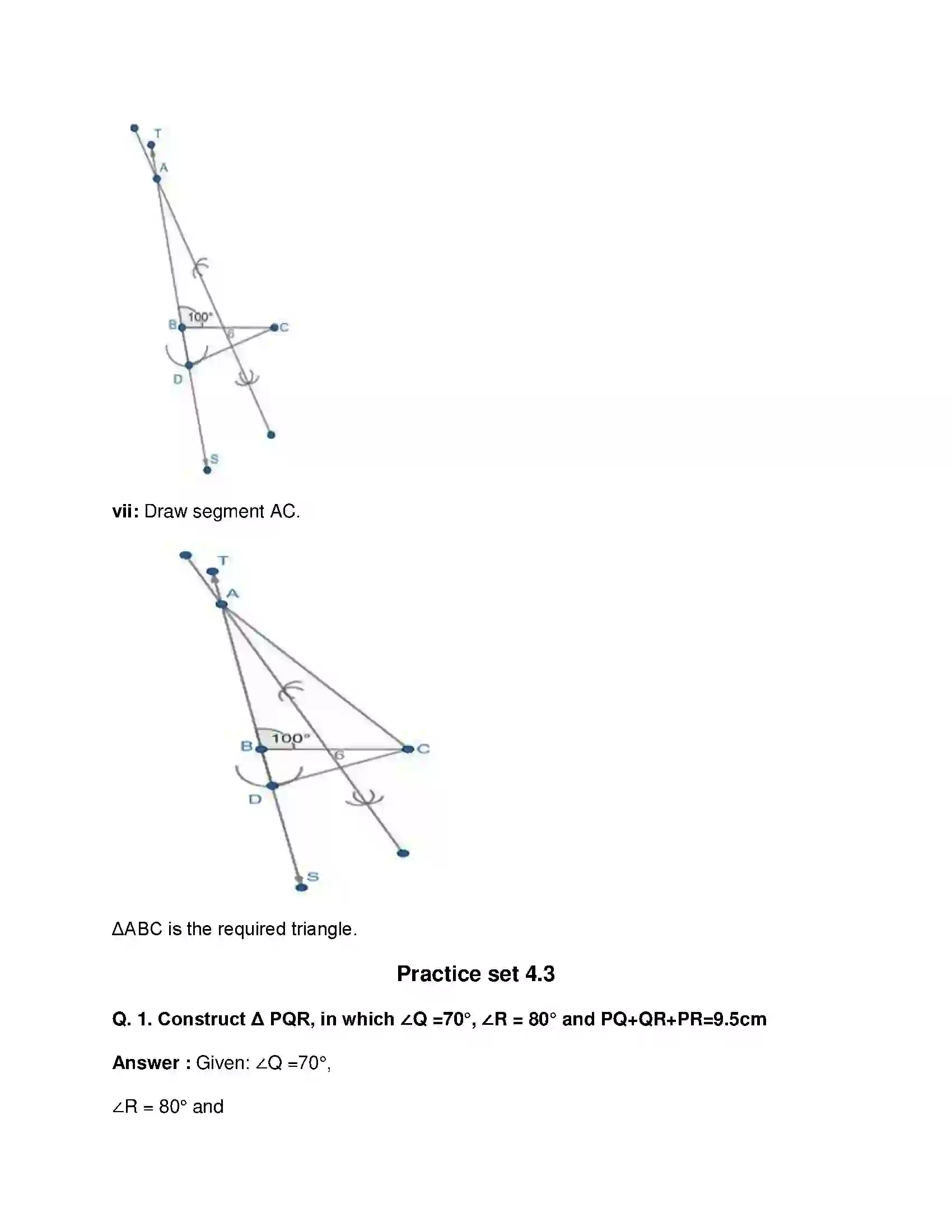 Maharashtra Board Class 9th Mathematics Part-II - English Medium Constructions of Triangles Solution 18