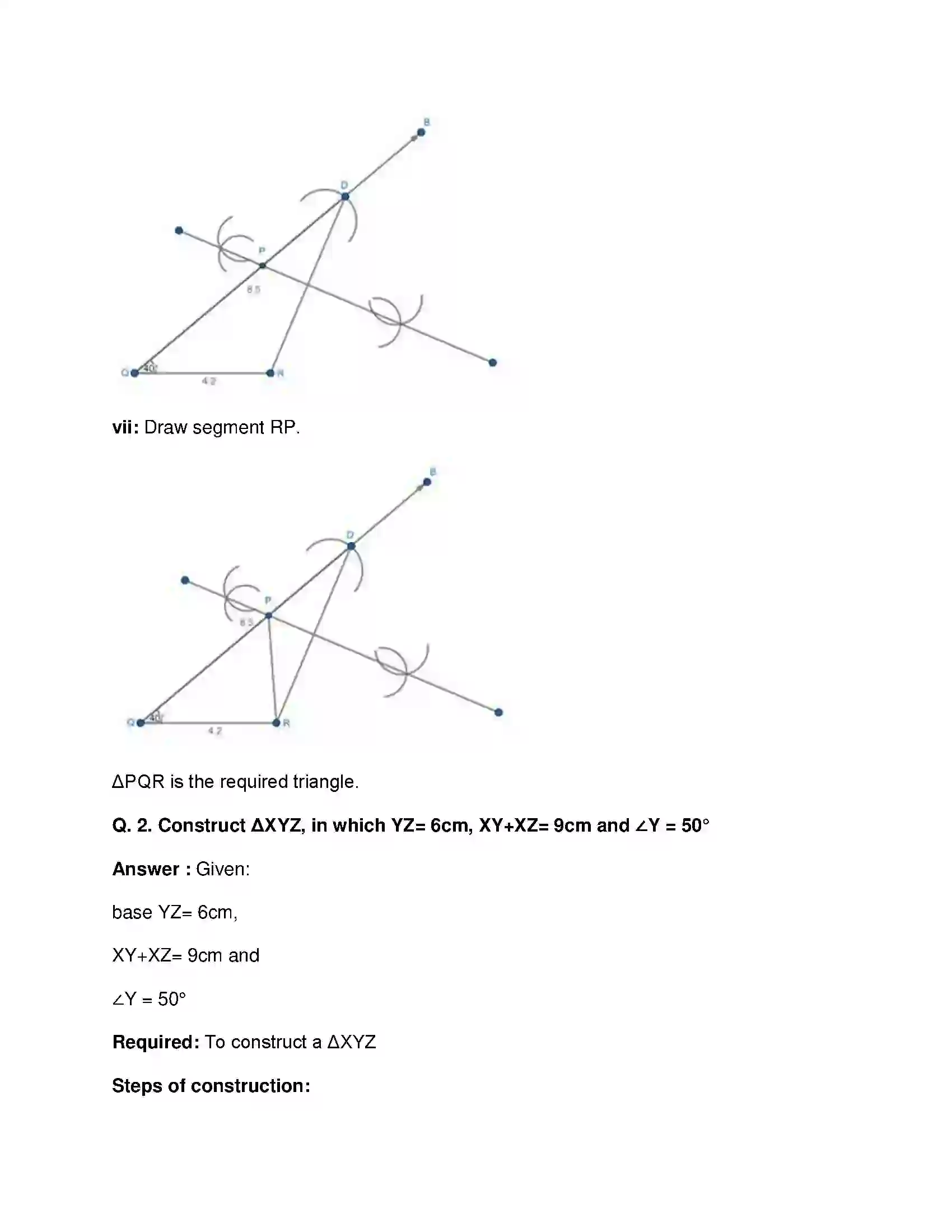 Maharashtra Board Class 9th Mathematics Part-II - English Medium Constructions of Triangles Solution 3
