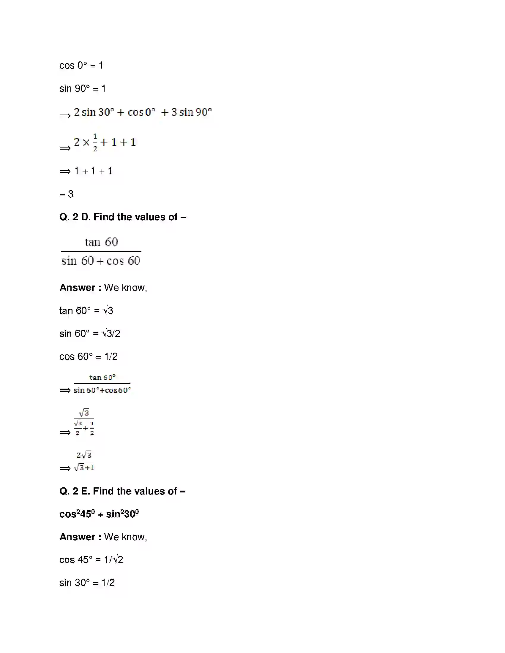Maharashtra Board Class 9th Mathematics Part-II - English Medium Trigonometry Solution 15