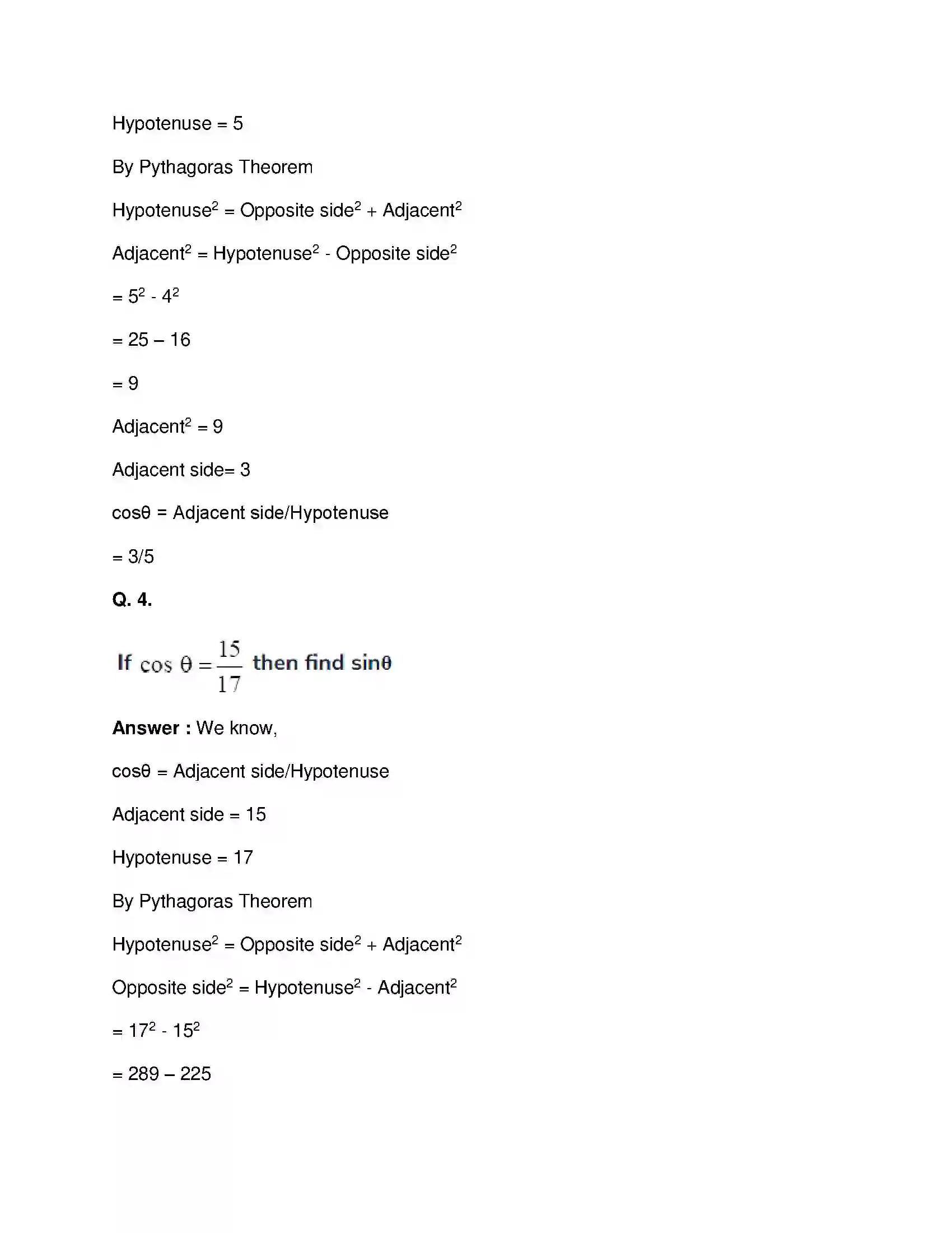 Maharashtra Board Class 9th Mathematics Part-II - English Medium Trigonometry Solution 17