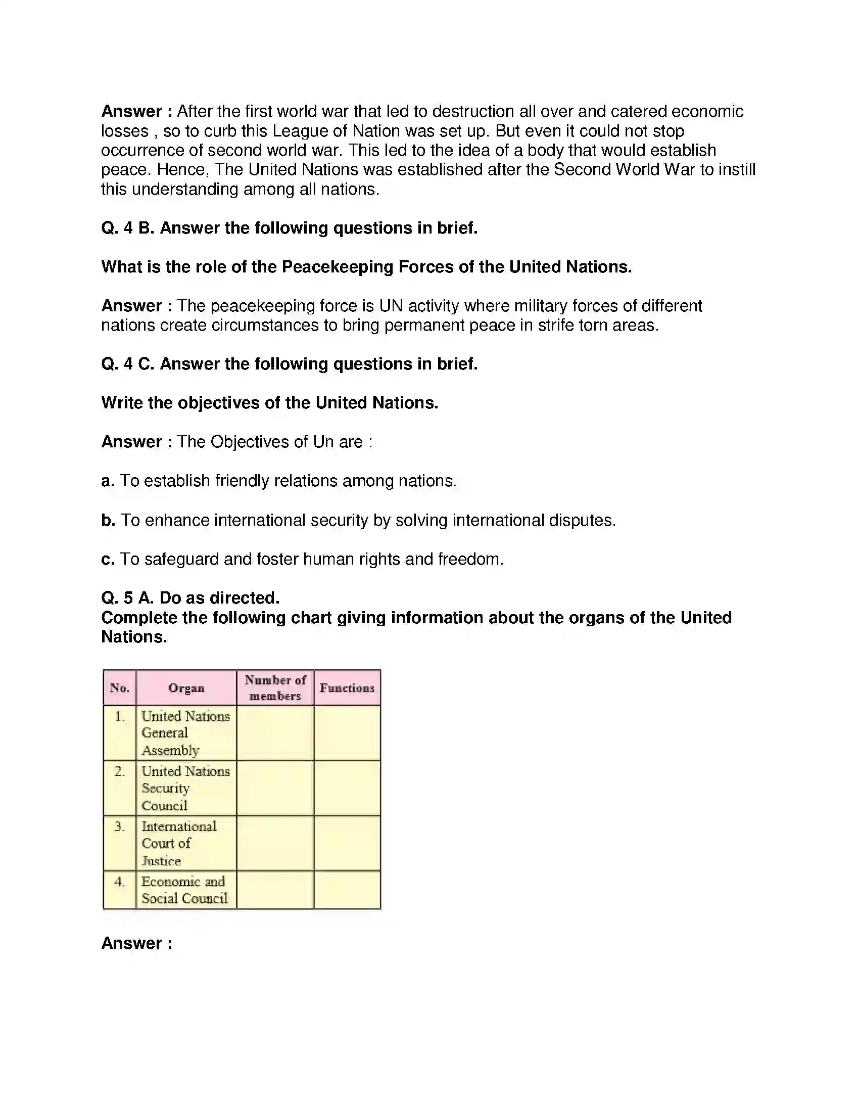 Maharashtra Board Class 9th Political Science - English Medium The United Nations Solution 3