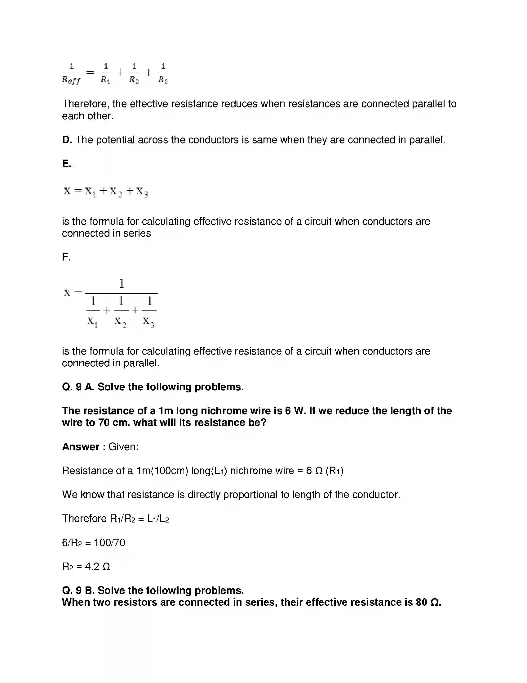 Maharashtra Board Class 9th Science & Technology - English Medium Current Electricity Solution 11