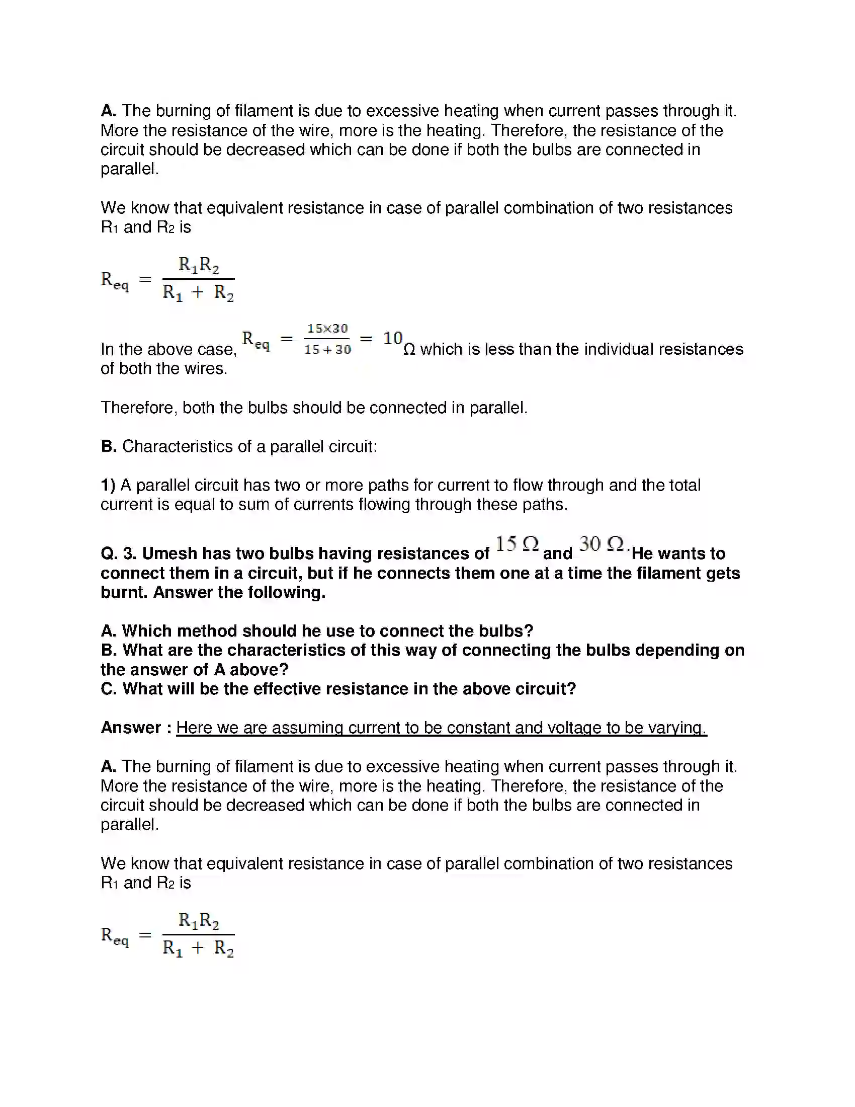 Maharashtra Board Class 9th Science & Technology - English Medium Current Electricity Solution 3