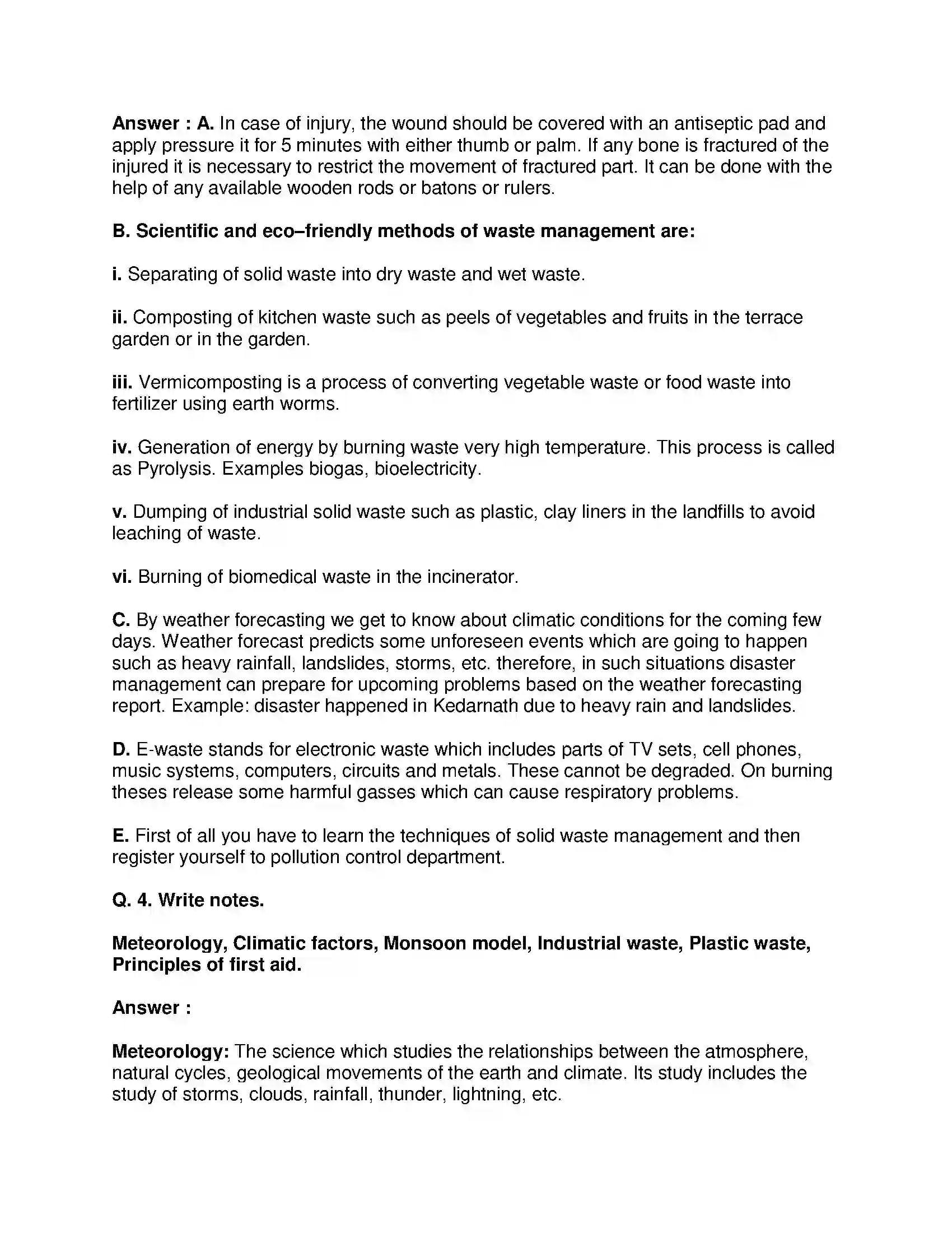 Maharashtra Board Class 9th Science & Technology - English Medium Environmental Management Solution 3