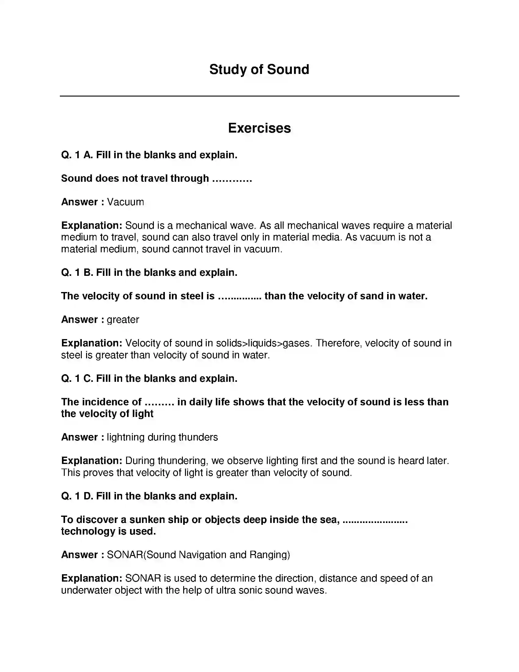 Maharashtra Board Class 9th Science & Technology - English Medium Study of Sound Solution 1