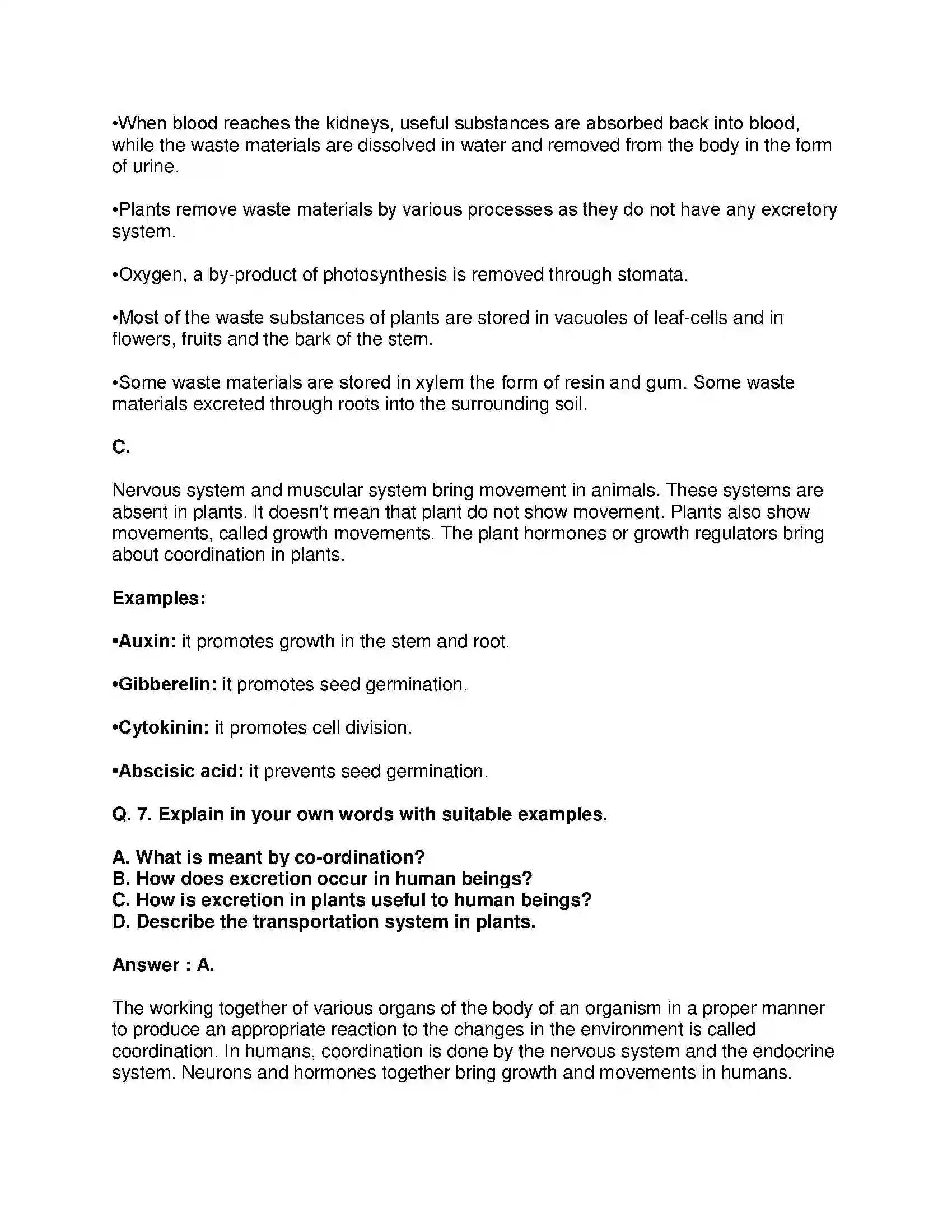Maharashtra Board Class 9th Science & Technology - English Medium Life Processes in Living Organisms Solution 7