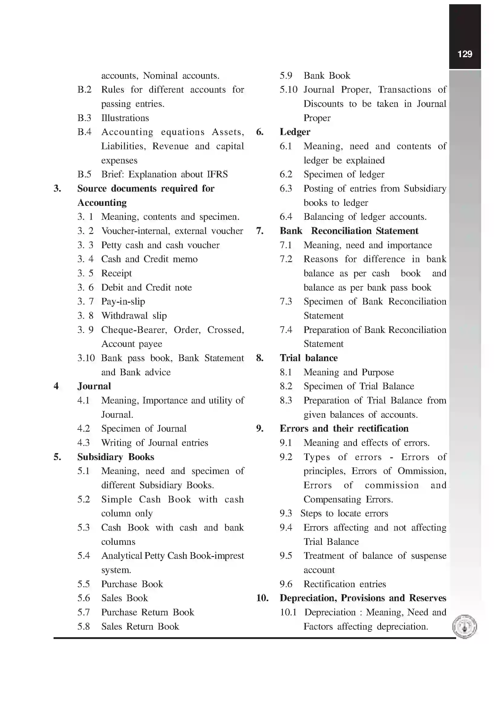 Maharashtra Board Class 12th 2020 Book Keeping Syllabus 3