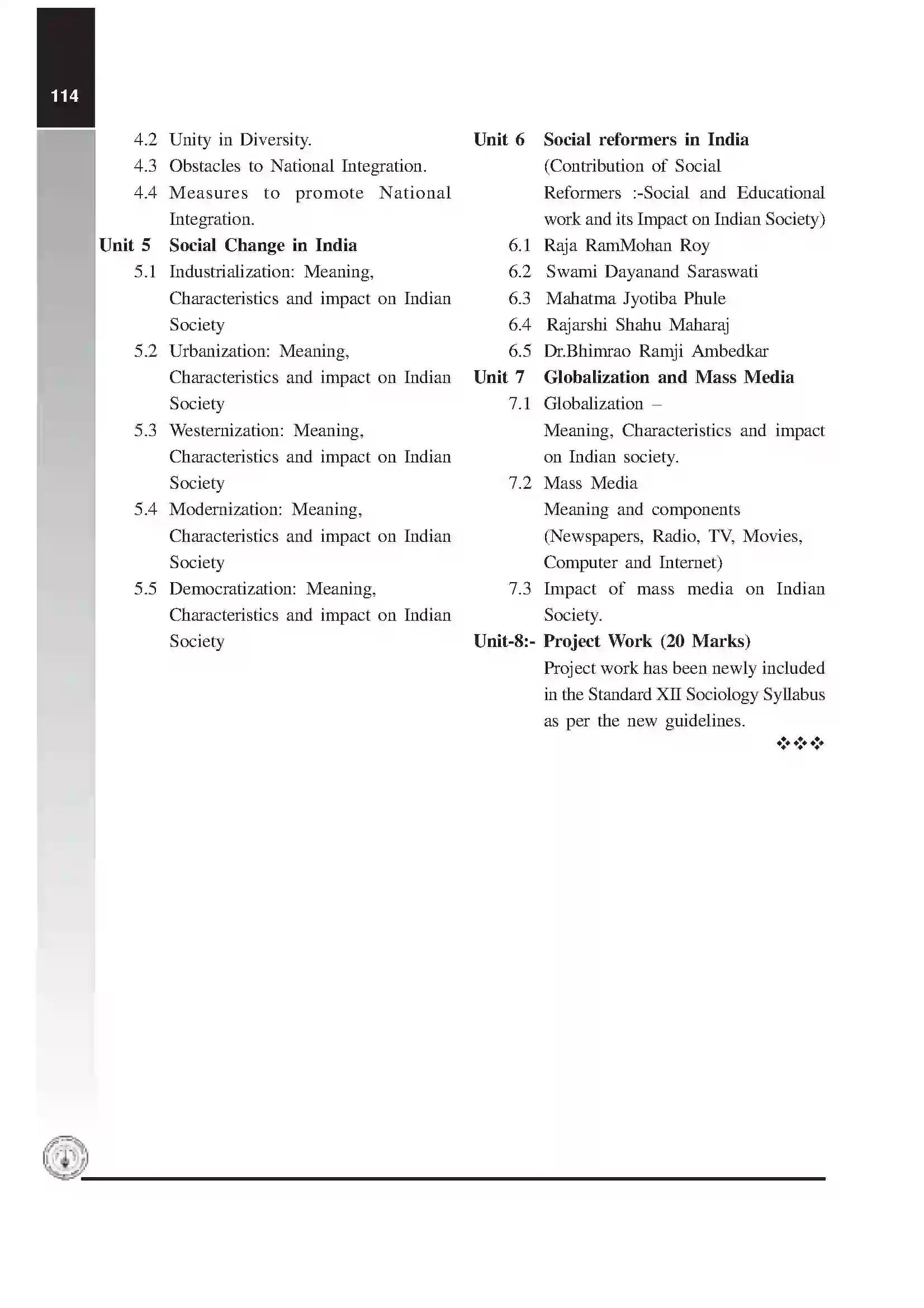 Maharashtra Board Class 12th 2020 Sociology Syllabus 4