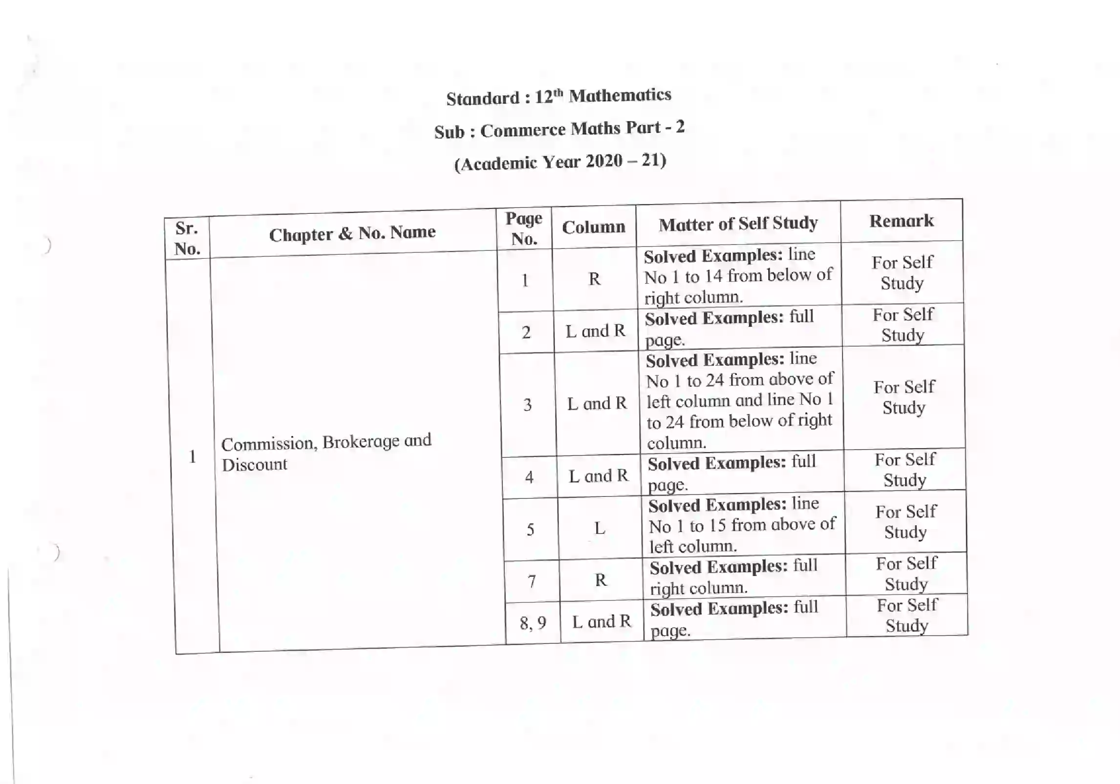 Maharashtra Board Class 12th 2021 Maths and Statistics Syllabus 39