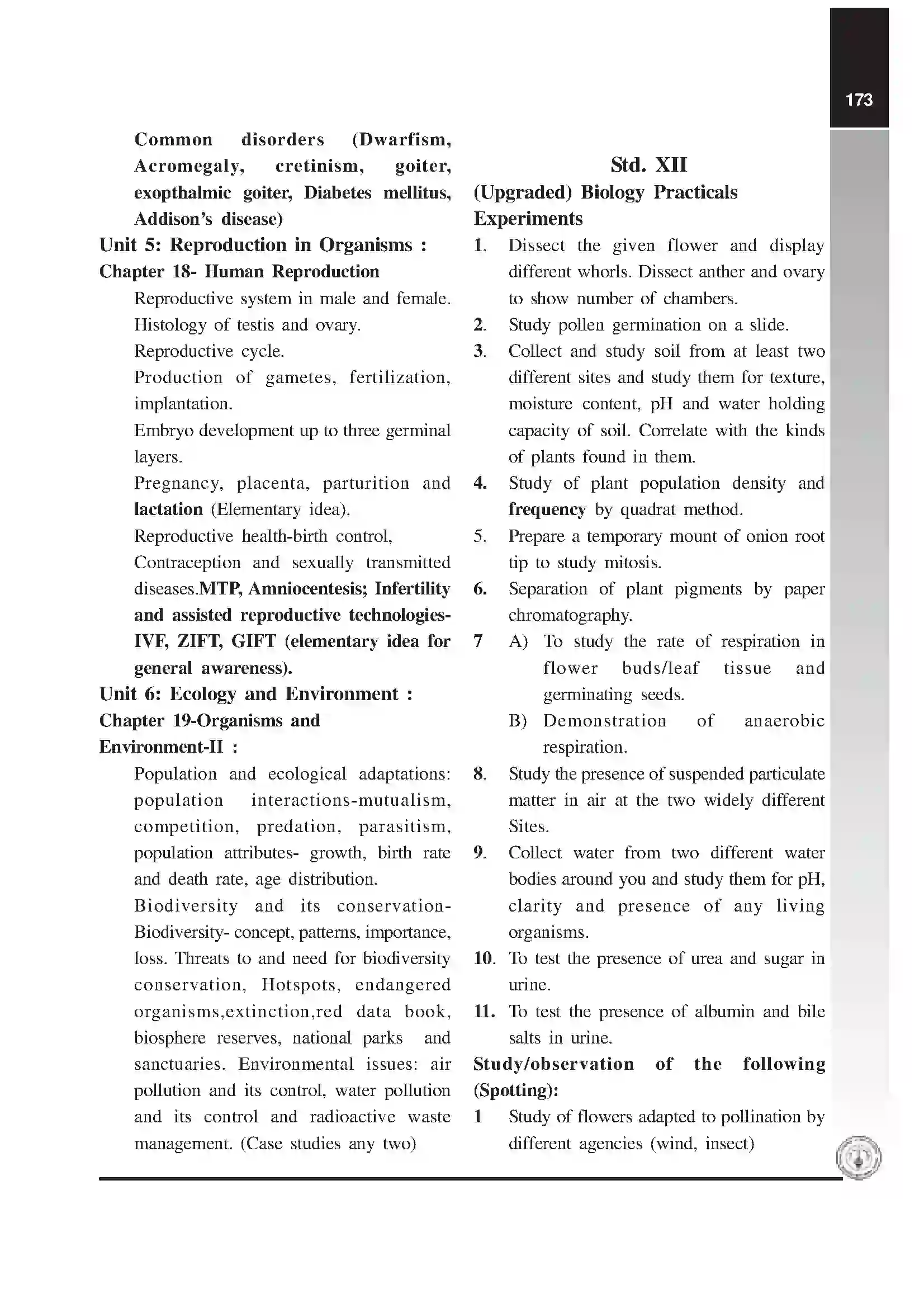 Maharashtra Board Class 12th 2025-26 Biology Syllabus 5