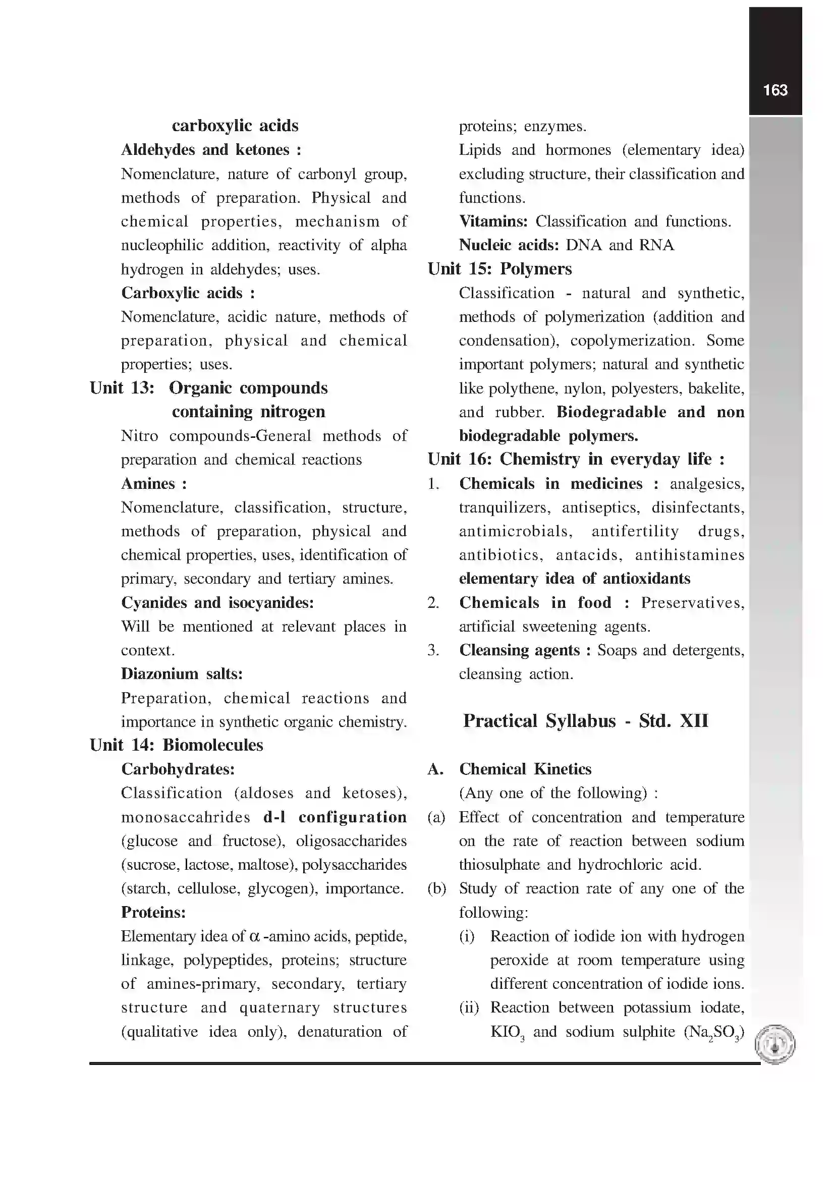 Maharashtra Board Class 12th 2025-26 Chemistry Syllabus 4