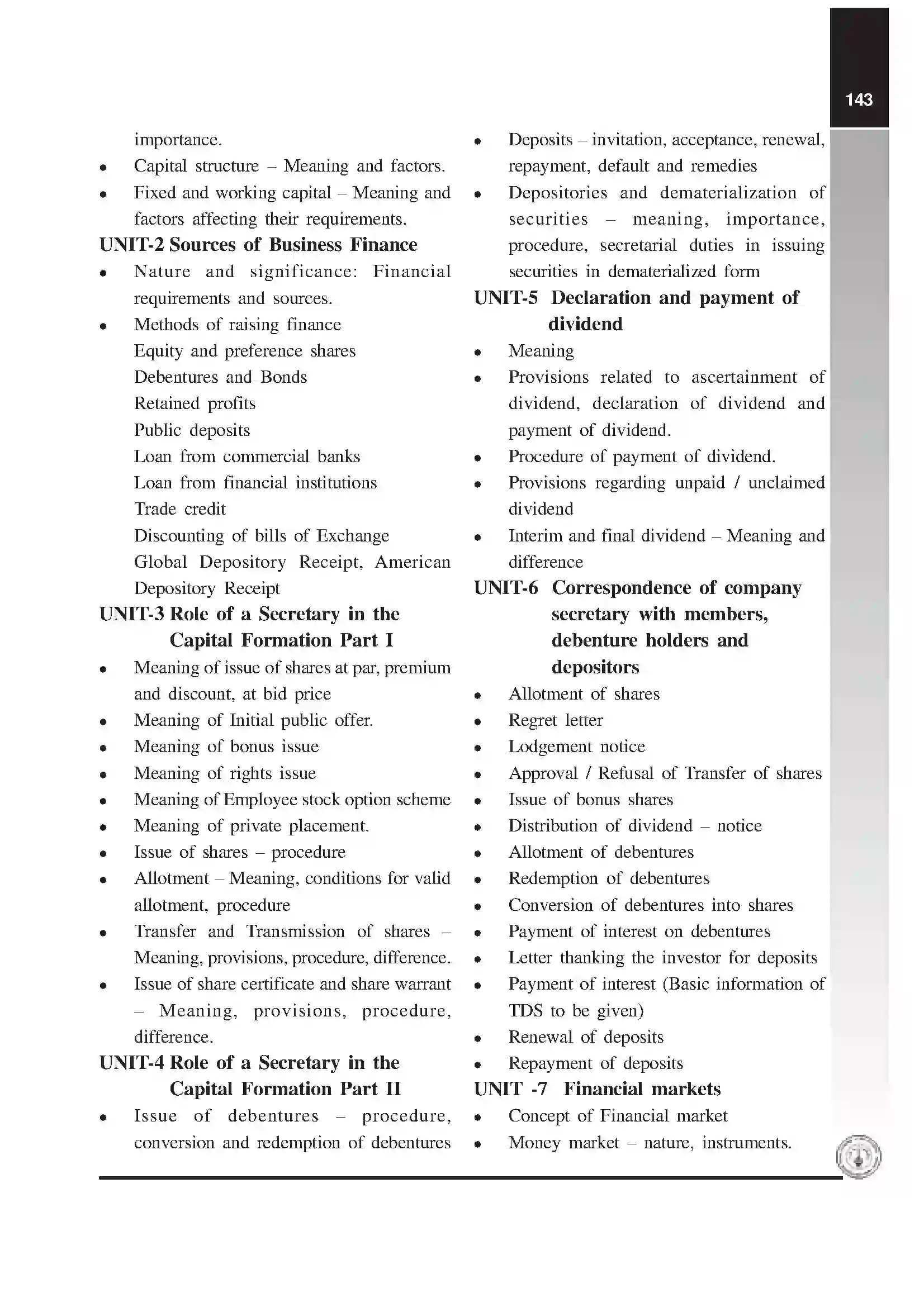 Maharashtra Board Class 12th 2025-26 Secretarial Practice Syllabus 4